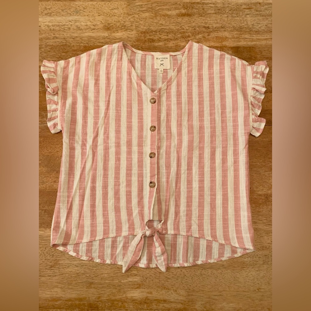 Hayden Kids' Pink and White Striped Button-Down Shirt